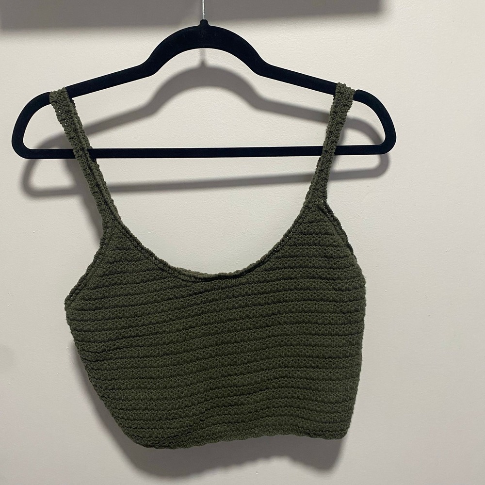 Olive green Aerie Crop top size medium